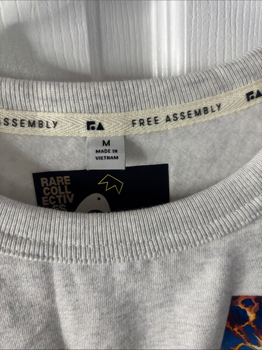 NWOT Light Gray Graphic Pocket Sweatshirt with Anime Patch - Picture 2 of 4